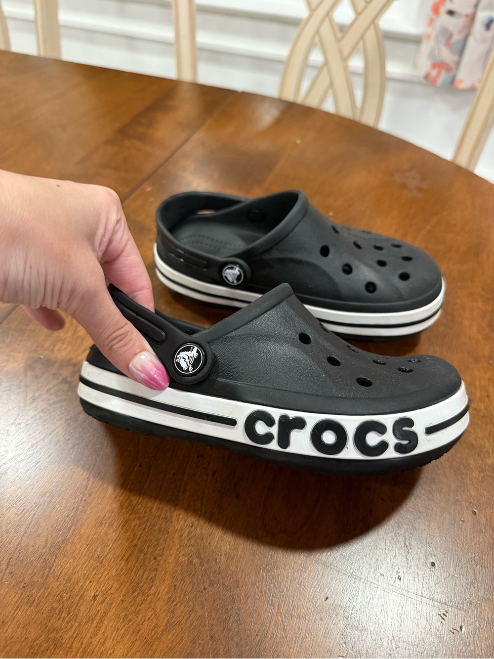 CROCS Kids Black and White Crocband Clog